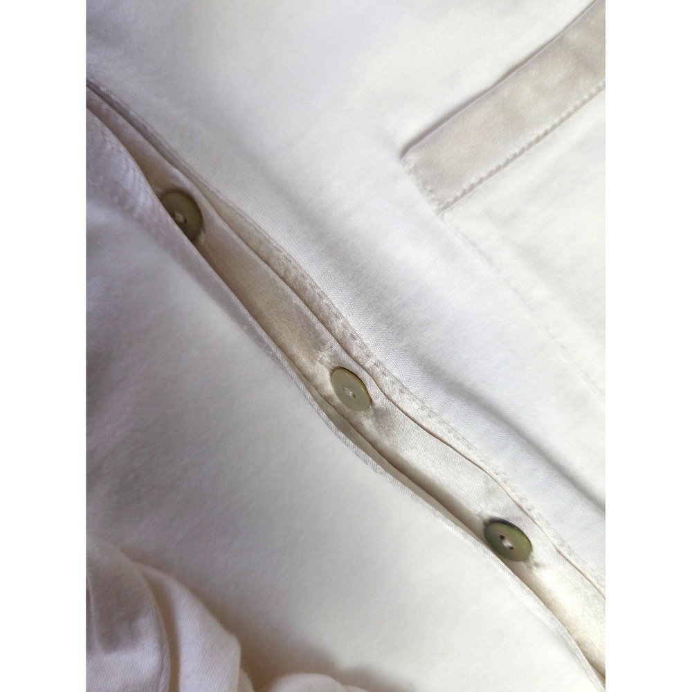 J.Jill Silk Trim Henley Top Small Ivory Pima Cotton Modal Long Sleeve - Picture 7 of 9